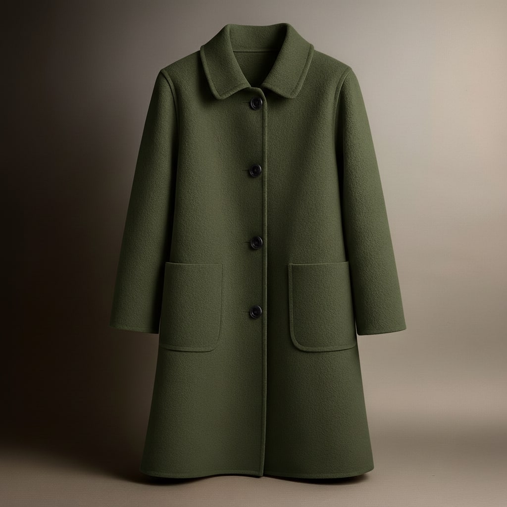 Women's Wool Swing Coat - detail view | Hensley London