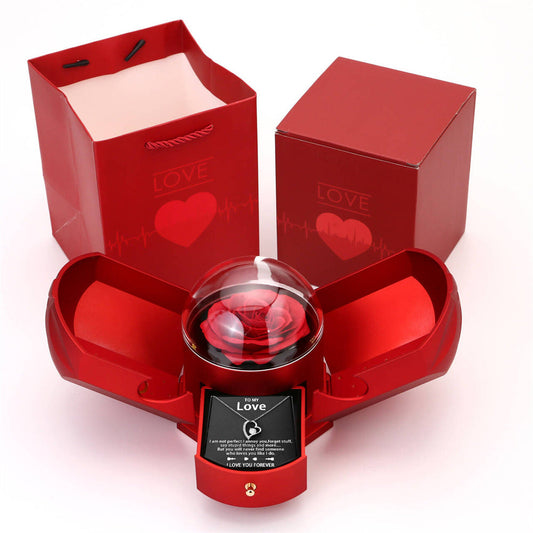 Eternal Rose Gift Box with Diamond Heart Necklace – Romantic Keepsake Gift Set for Her 1
