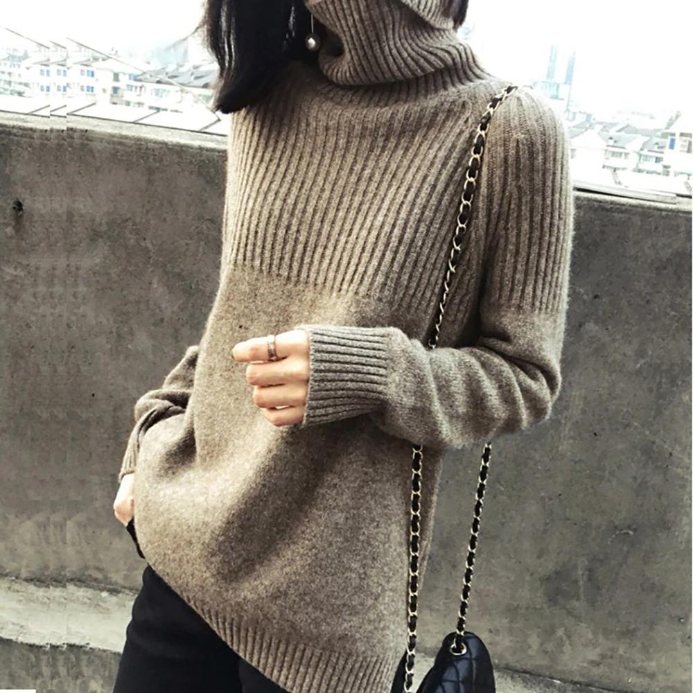 Fine-Knit Striped Turtleneck Sweater 1