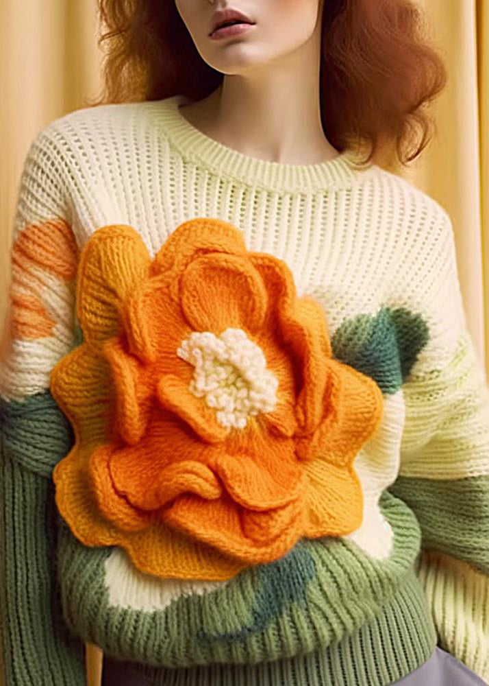 Women's Knit Top Apricot Long Sleeve Cotton - 1