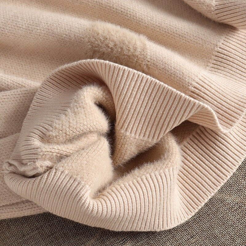 Fluffy Love Heart Pattern Knitted Loose Fit Sweaters 8