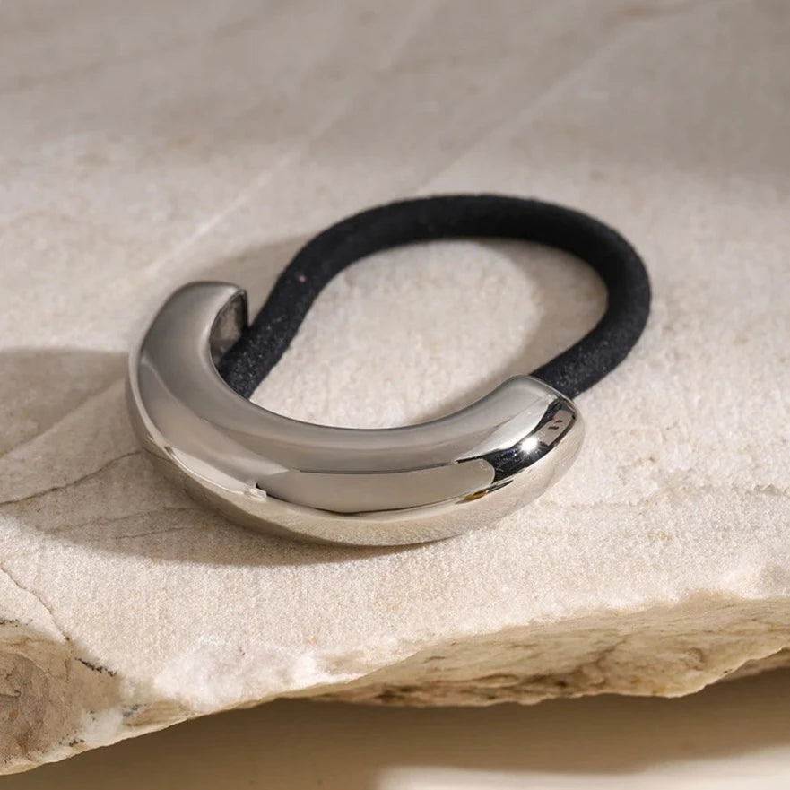 Glossy Arch Pony Cuff Hair Accessory – Minimalist Gold Band, Waterproof, Hypoallergenic, Lightweight Design 5