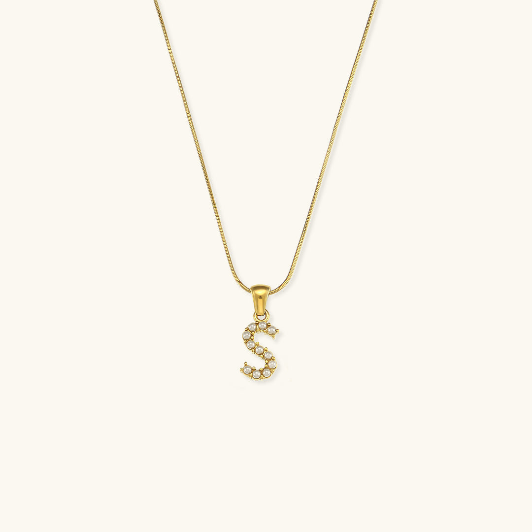 Gold-Finished Initial Necklace with Freshwater Pearls – Customizable Personalized Jewelry for Women 24