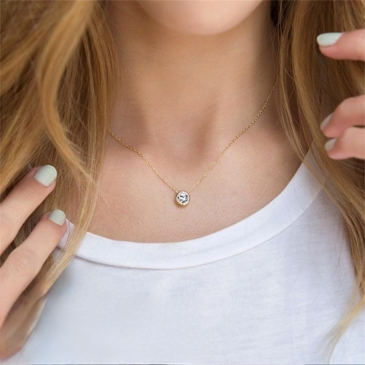 Gold Birthstone Necklace for Women - Personalized 14k Gold Pendant with Birth Month Gemstone 2