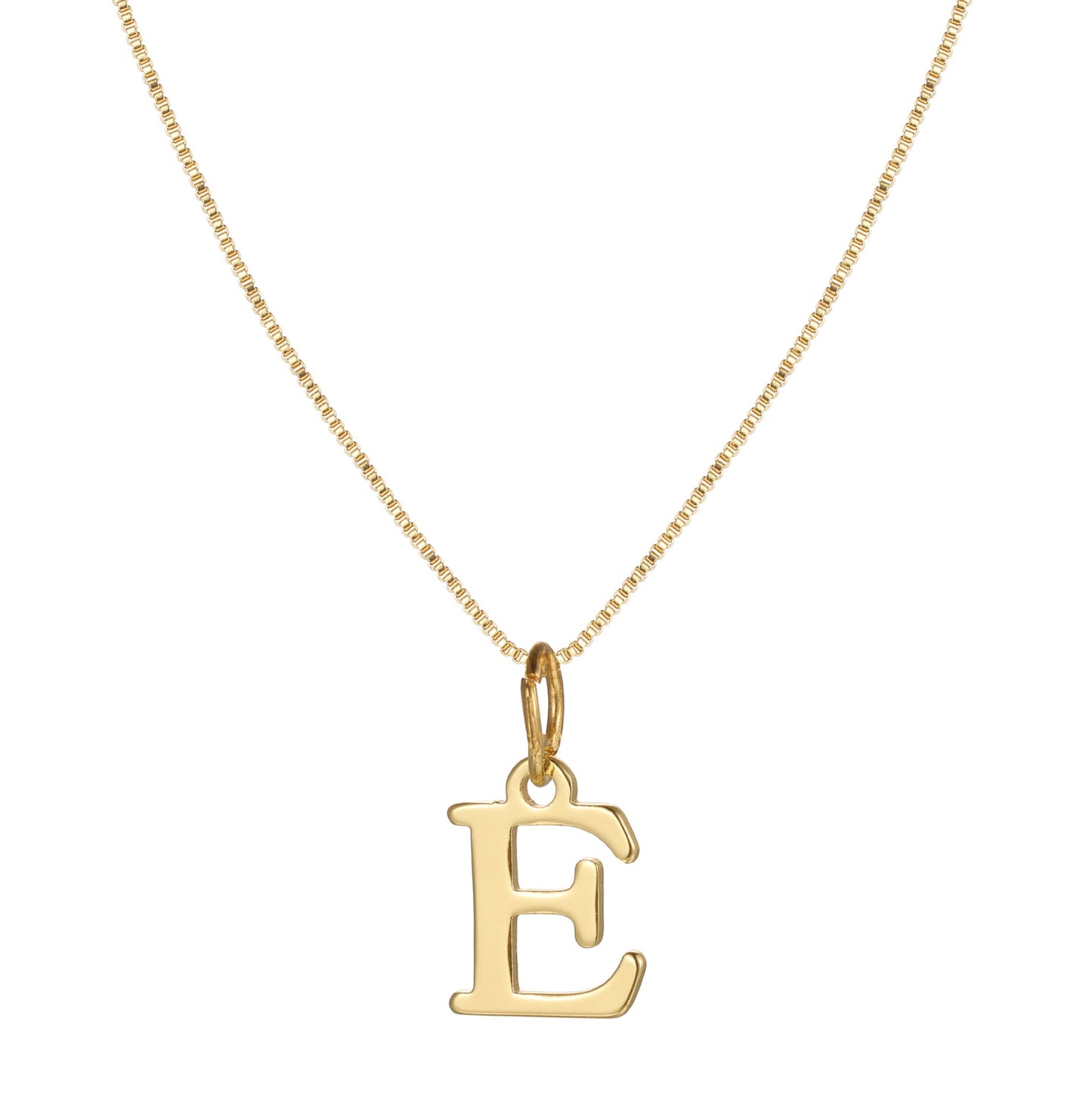 Gold Initial Necklace for Women, 14k Gold-Plated Minimal Serif Design, Adjustable Length Everyday Accessory
