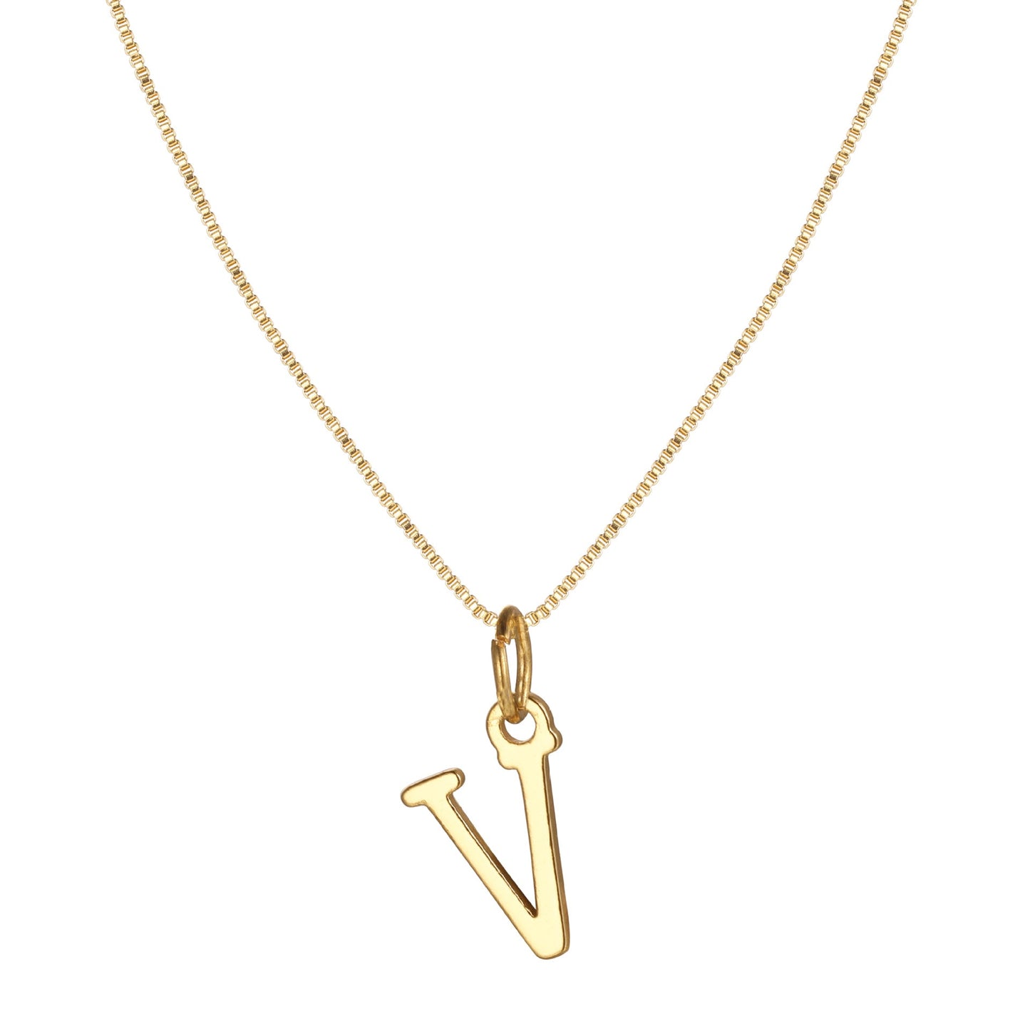 Gold Initial Necklace for Women, 14k Gold-Plated Minimal Serif Design, Adjustable Length Everyday Accessory