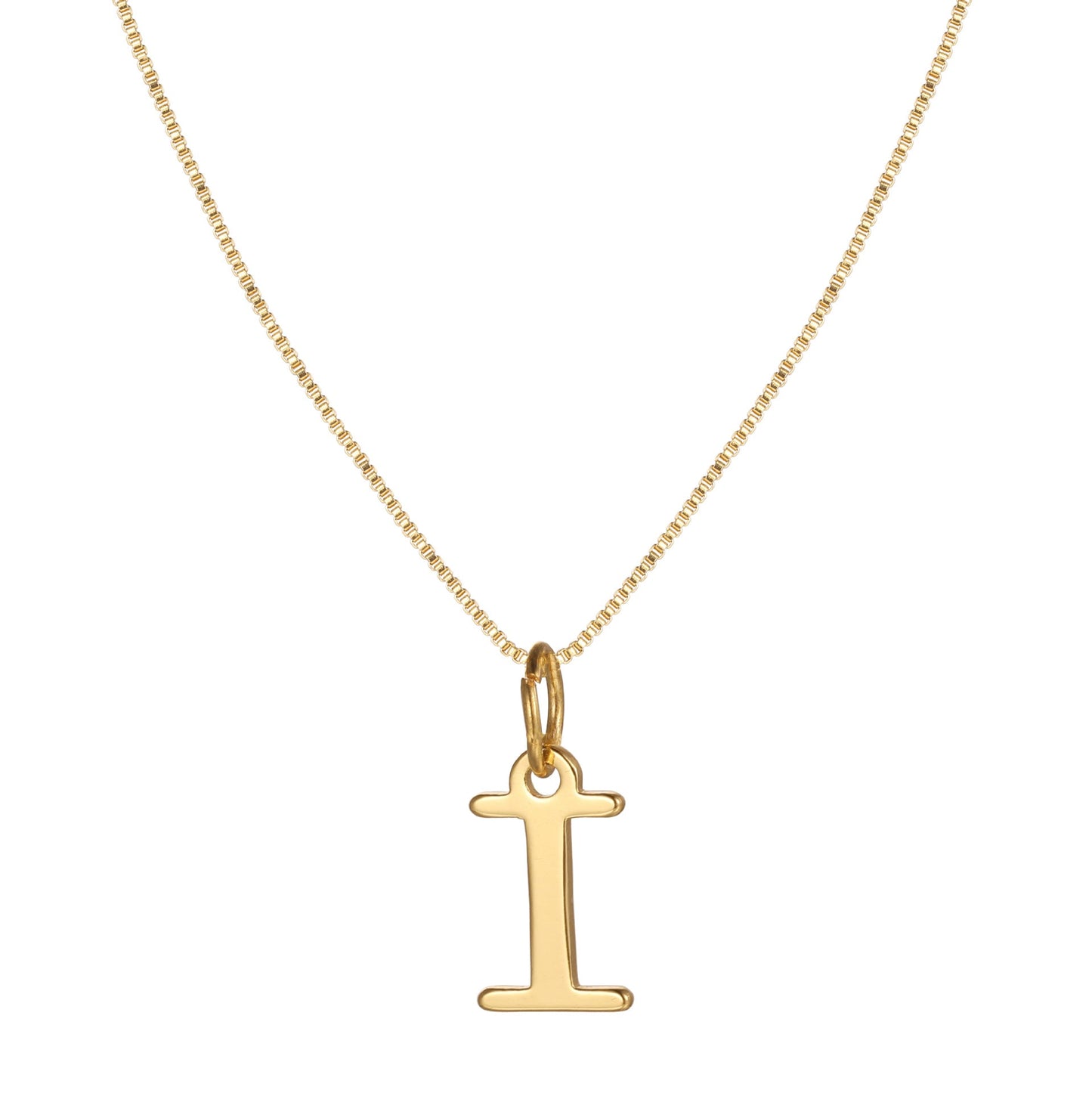 Gold Initial Necklace for Women, 14k Gold-Plated Minimal Serif Design, Adjustable Length Everyday Accessory