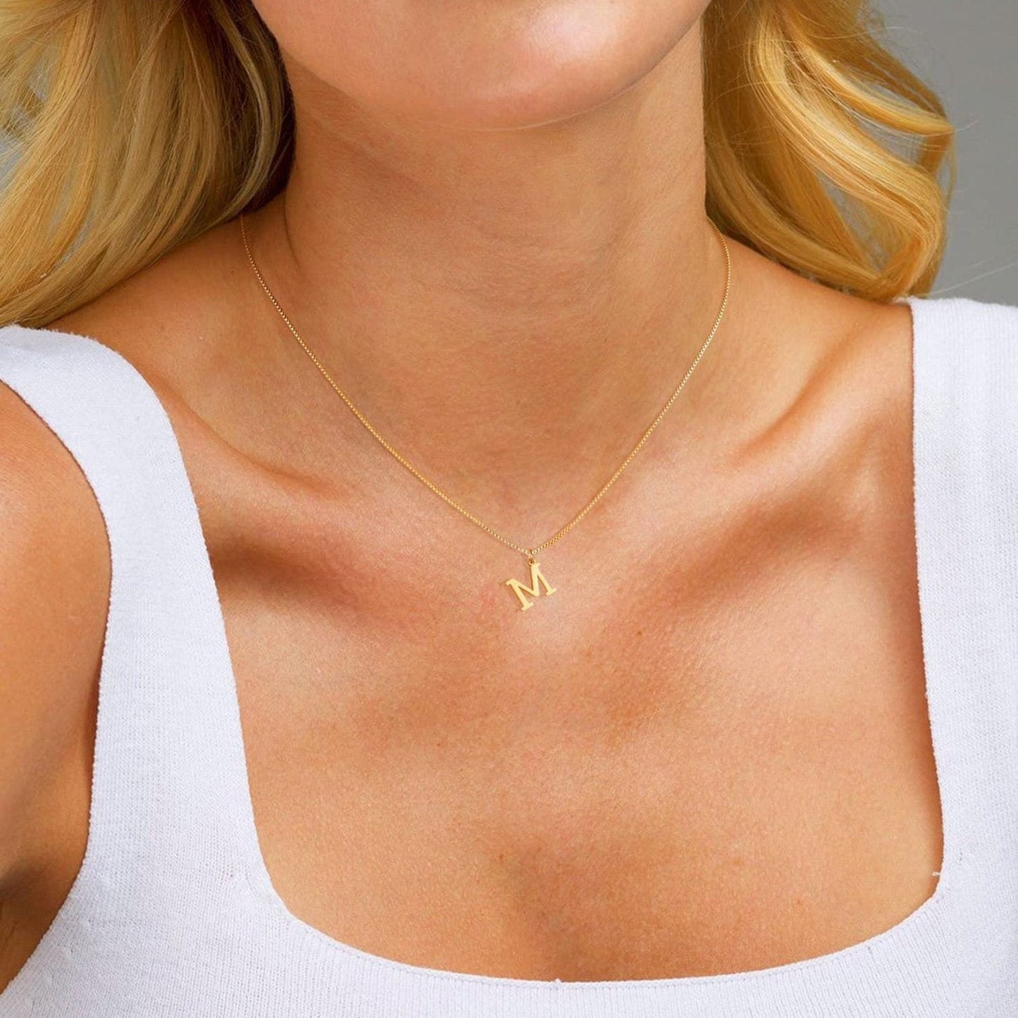 Gold Initial Necklace for Women – Hypoallergenic Stainless Steel with 14k Gold Plating, 16-Inch Chain 6