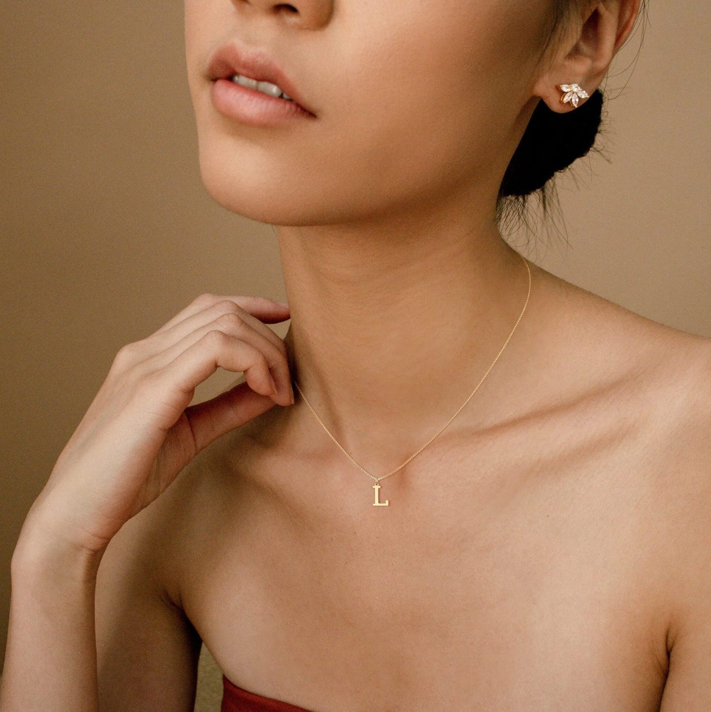 Gold Initial Necklace for Women – Hypoallergenic Stainless Steel with 14k Gold Plating, 16-Inch Chain 8