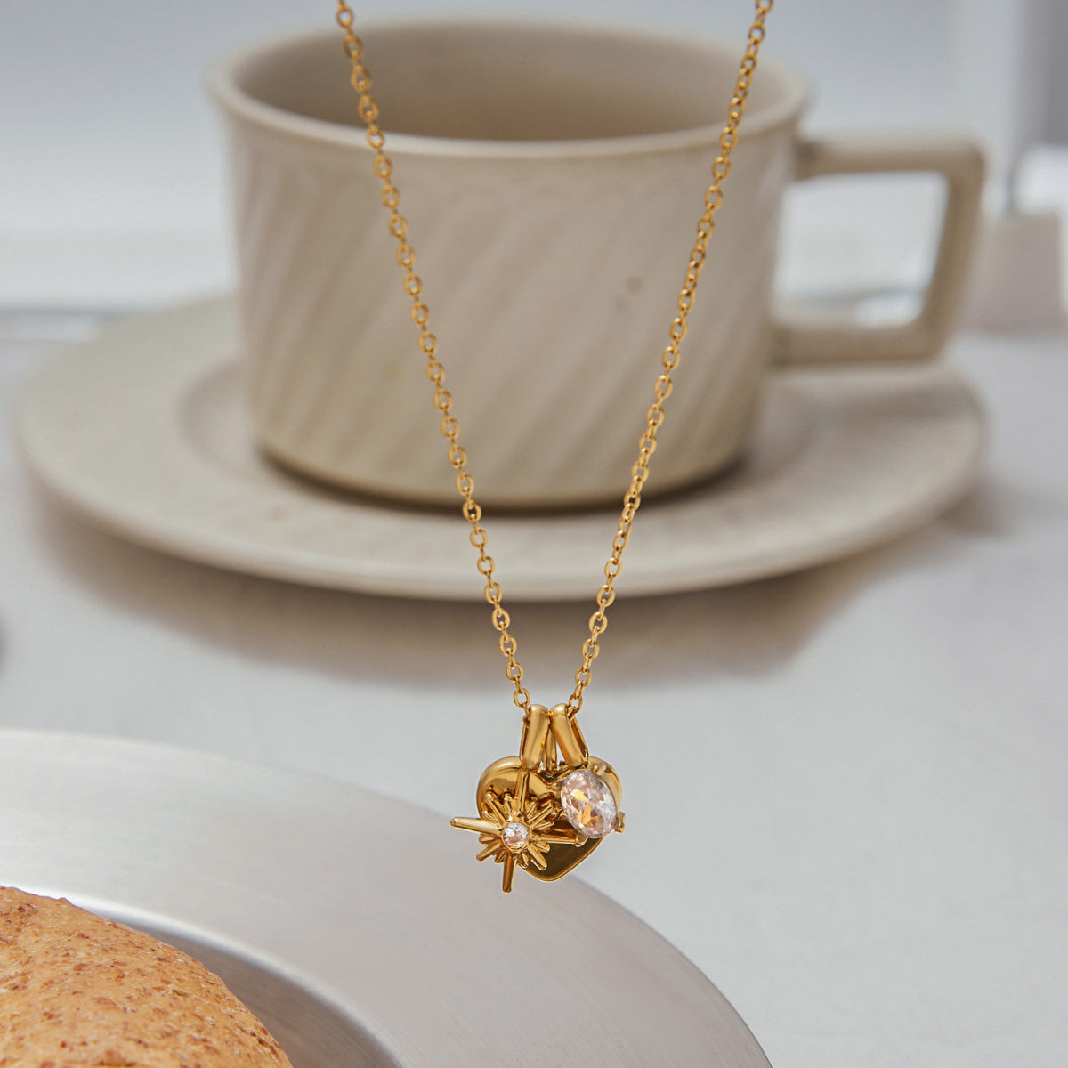 Gold Locket Necklace with Hand-Engraved Mom Charm – Waterproof, Hypoallergenic, 16-Inch Length, 17 mm Pendant 5