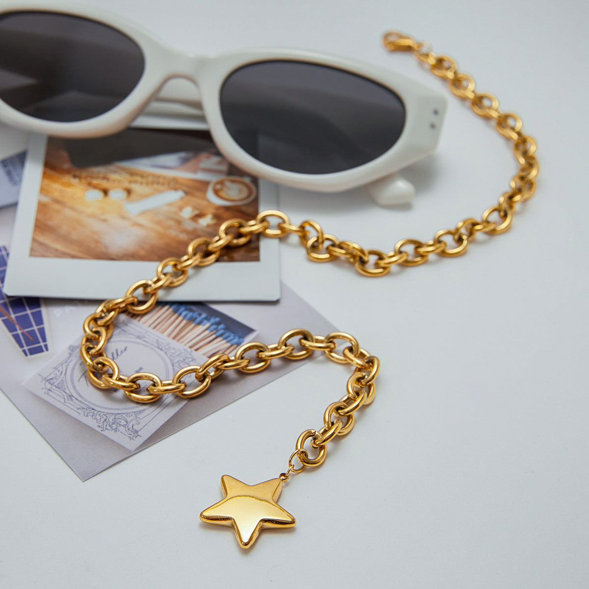 Gold Star Pendant Necklace – 18k Gold Plated Stainless Steel, Waterproof, Hypoallergenic, 16-Inch Chain 5