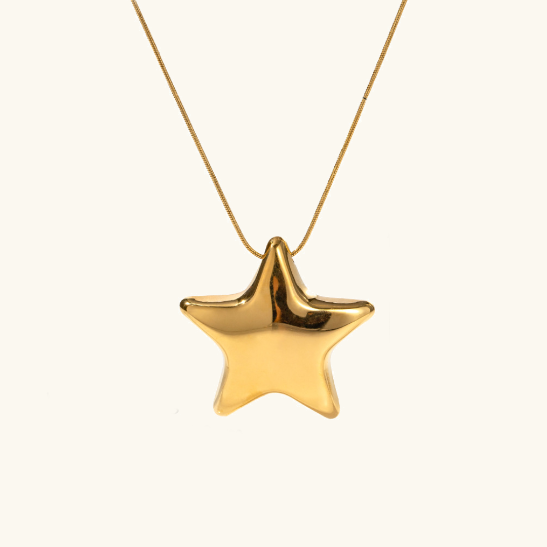 Gold Star Pendant Necklace for Women – Hypoallergenic Stainless Steel with 18K Gold Plating, Adjustable 16-Inch Chain 0