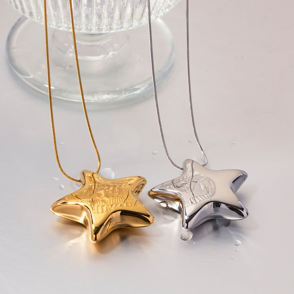 Gold Star Pendant Necklace for Women – Hypoallergenic Stainless Steel with 18K Gold Plating, Adjustable 16-Inch Chain 5