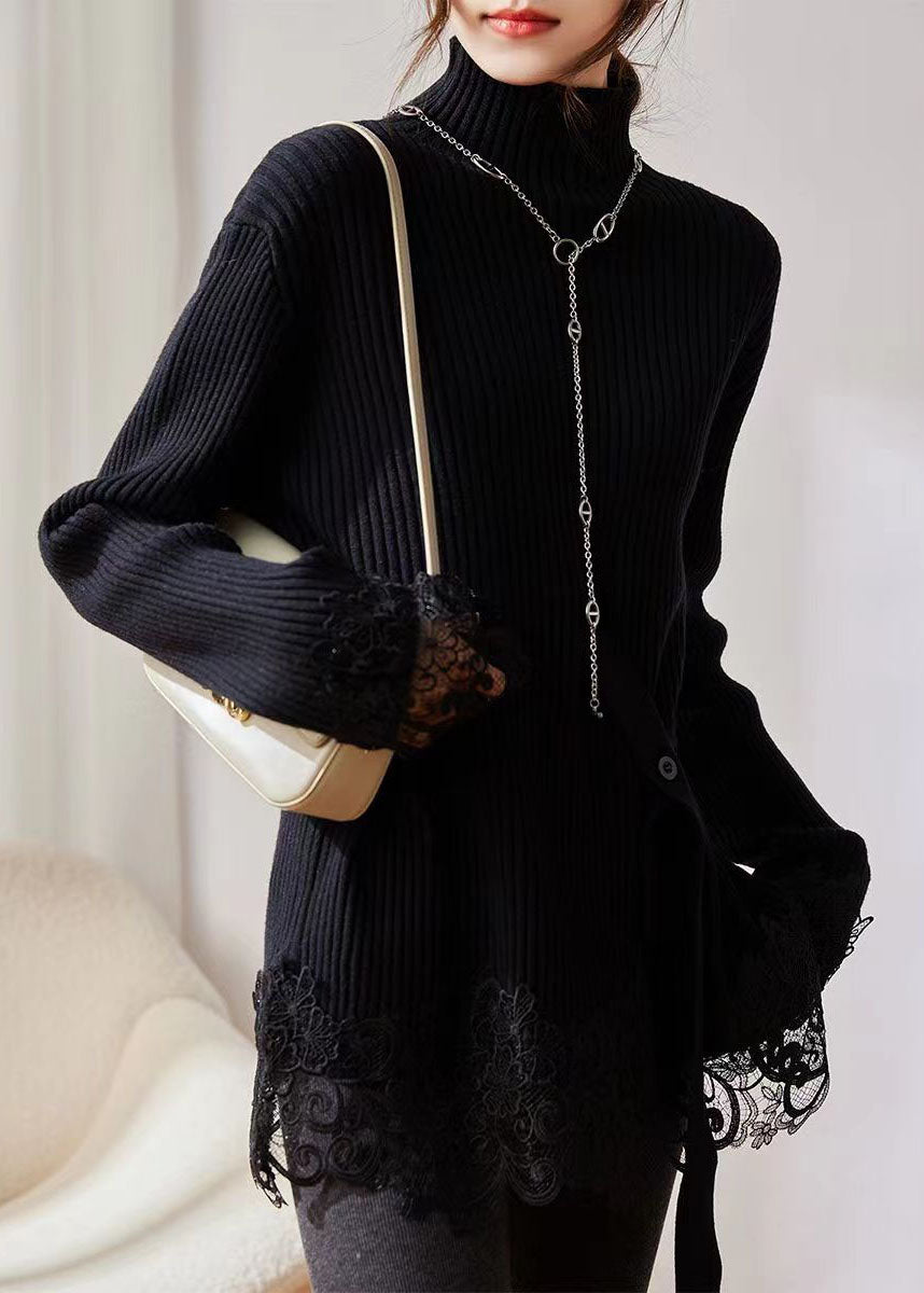 Women's Sweater Coffee Turtleneck Cotton Knit - 4