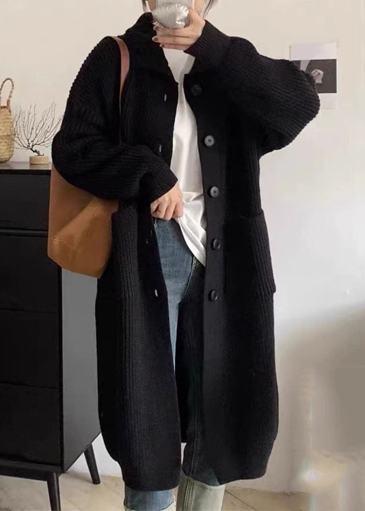 Women's Sweater Grey Cotton Knit Turtleneck Long Sleeve - 3