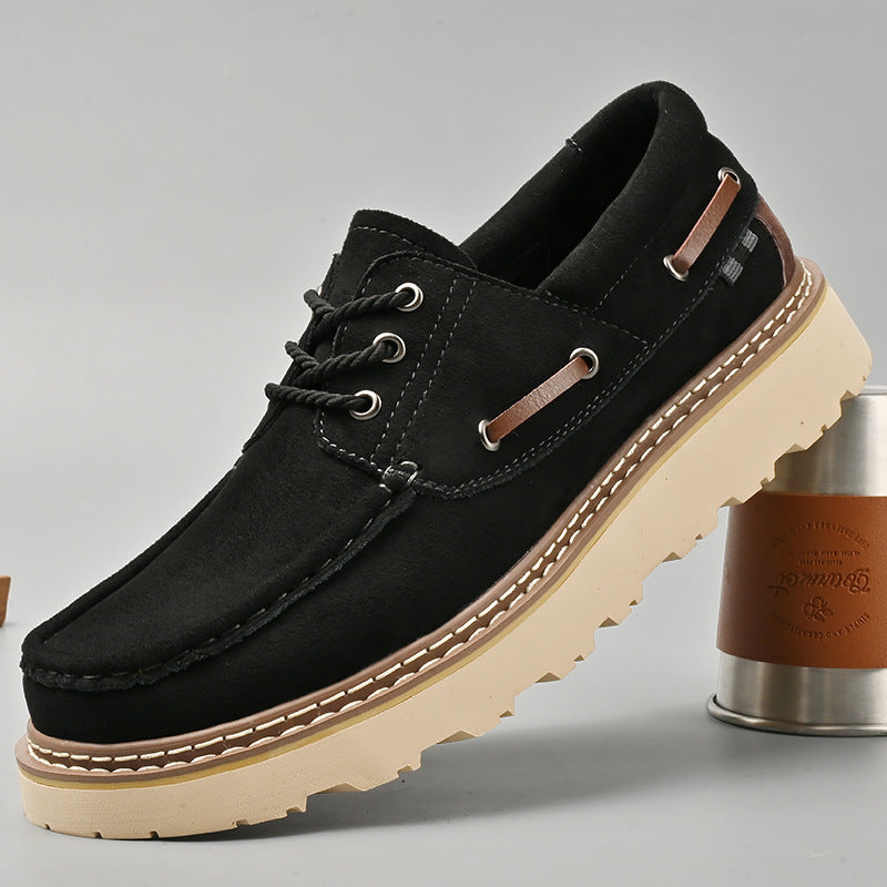 Men's Genuine Leather Lace-Up Dress Shoes in Black – pair view | Hensley London