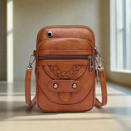 Variant image for Women's Crossbody Bag Brown Small PU Leather Vintage Style-2