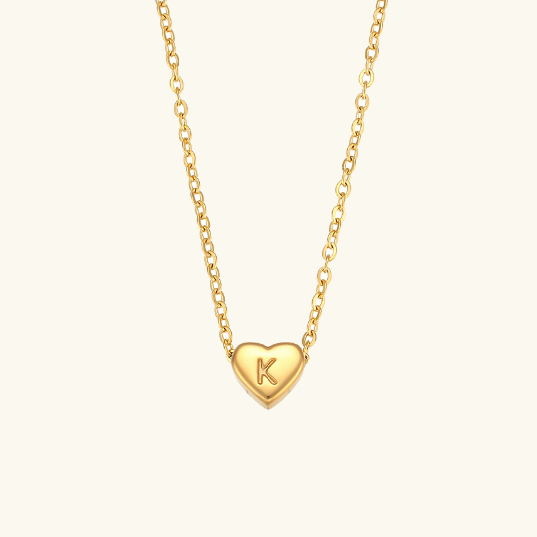 Heart Initial Necklace in Waterproof 18k Gold – Personalized Jewelry for Women, Hypoallergenic and Lightweight, 17 Inches 22
