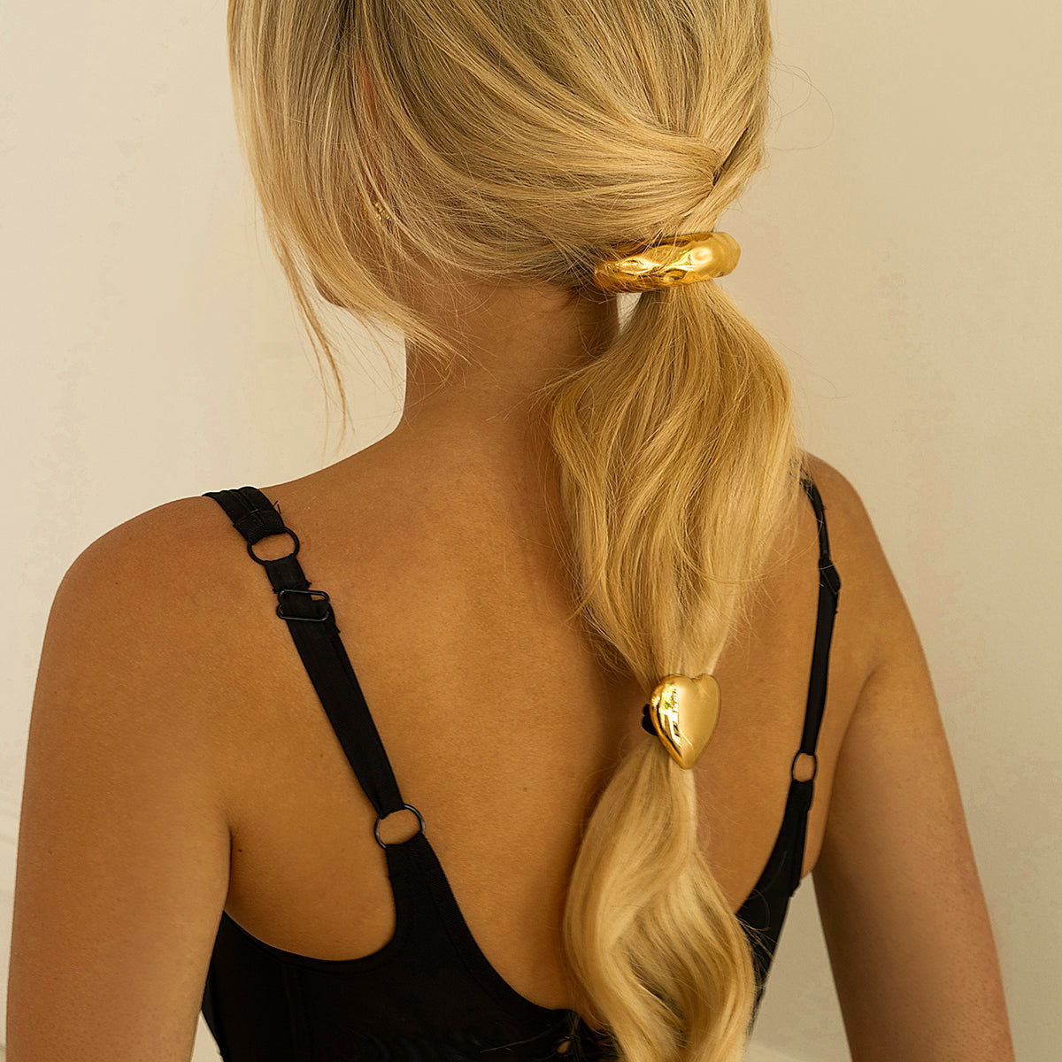 Heart Pony Cuff - Hypoallergenic 18k Gold-Plated Hair Tie with Waterproof Design 2
