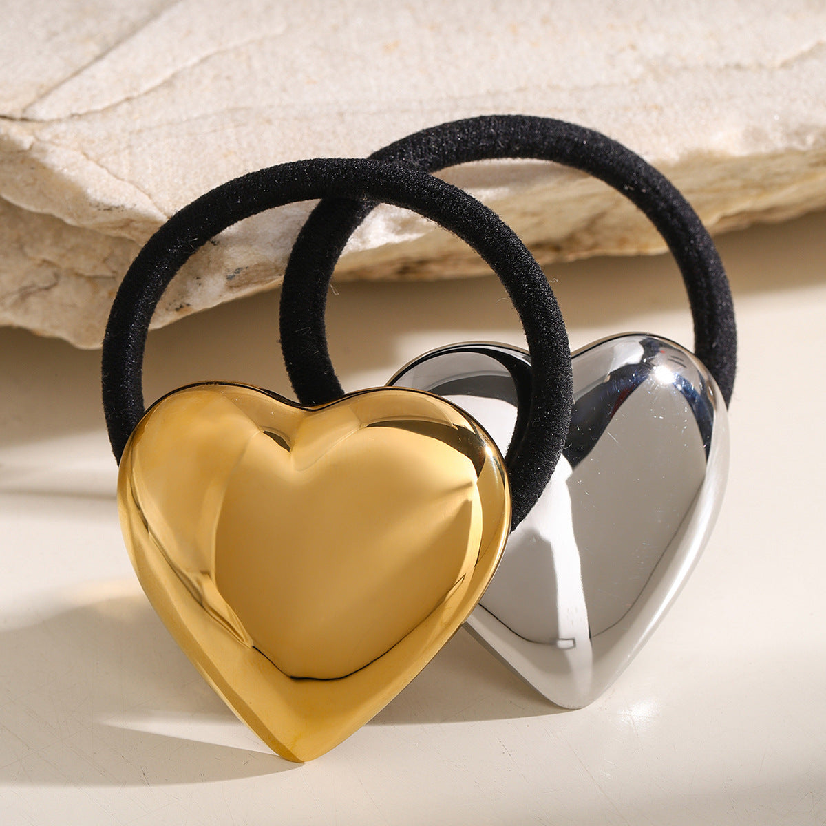 Heart Pony Cuff - Hypoallergenic 18k Gold-Plated Hair Tie with Waterproof Design 4