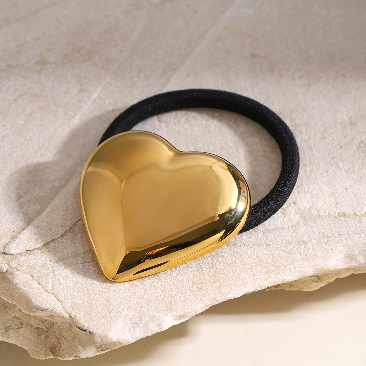 Heart Pony Cuff - Hypoallergenic 18k Gold-Plated Hair Tie with Waterproof Design 5