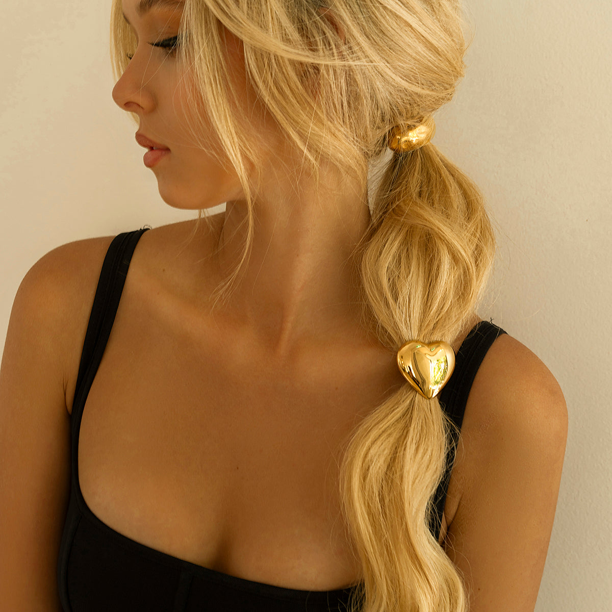 Heart Pony Cuff - Hypoallergenic 18k Gold-Plated Hair Tie with Waterproof Design 8