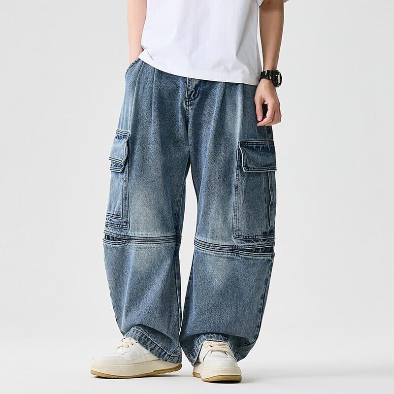 Men's Utility Cargo Trousers - back view | Hensley London