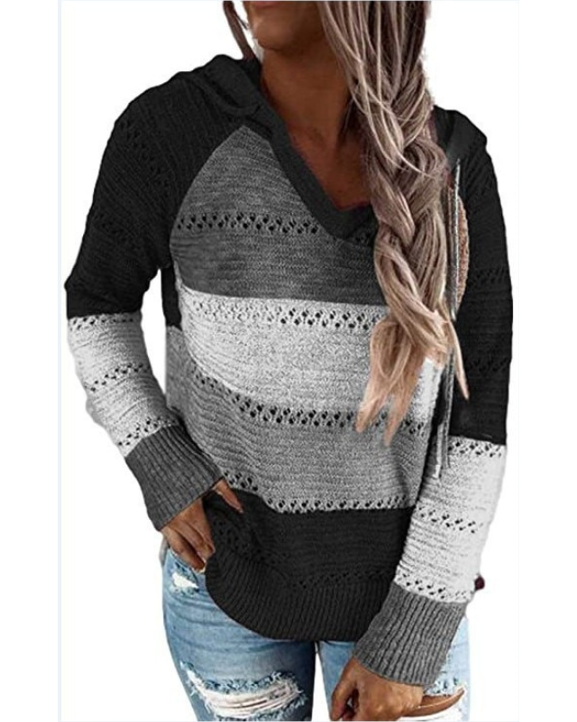 Women's Hoodie Black Cotton Stylish - 7