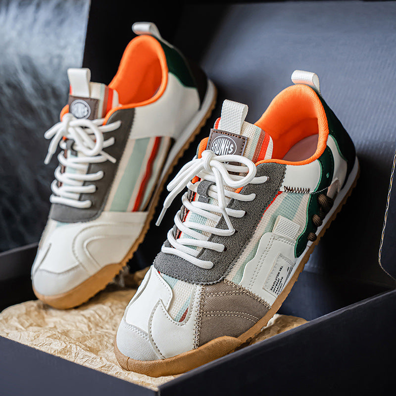 Men's Retro Leather Track Sneakers – close-up view | Hensley London