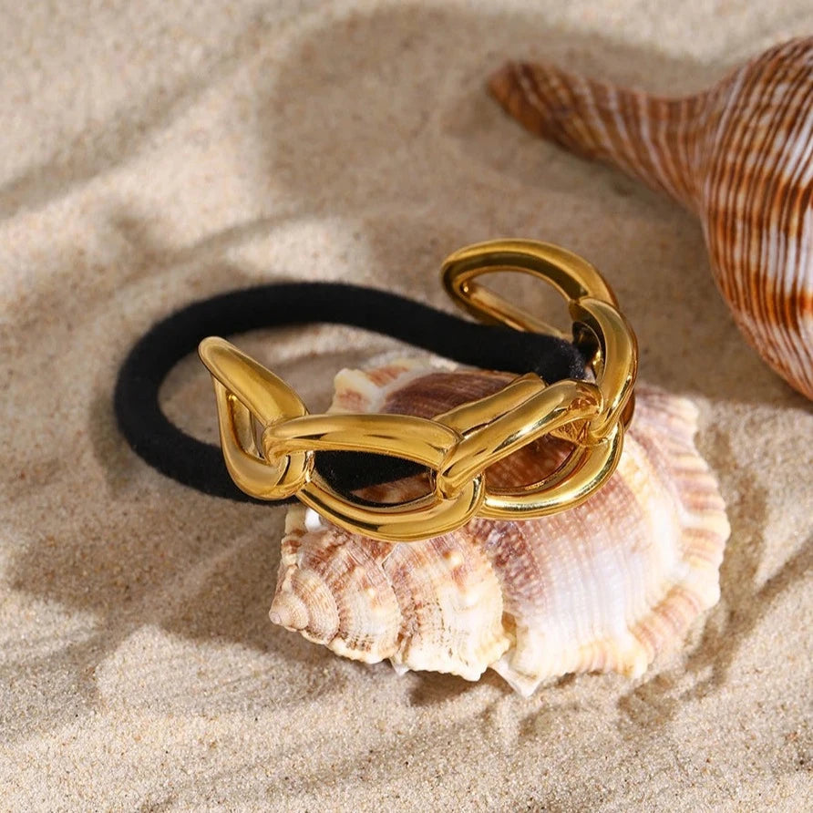 Infinity Pony Cuff – 18k Gold Stainless Steel Hair and Wrist Accessory 1