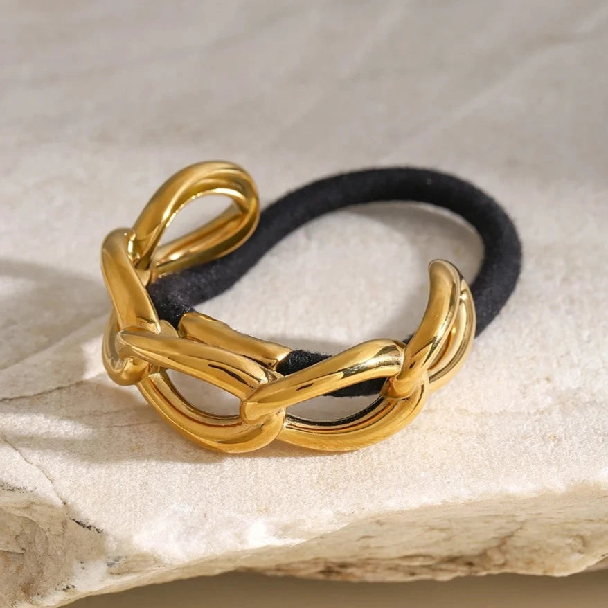 Infinity Pony Cuff – 18k Gold Stainless Steel Hair and Wrist Accessory 5