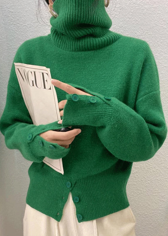 Women's Sweater White Knit High Neck Patchwork - 2