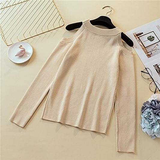 Knitted Cold Shoulder Sweater 0