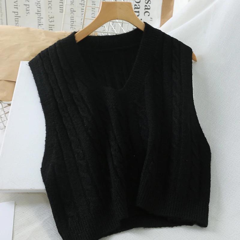 Knitted Sleeveless V-Neck Sweater Vest 11