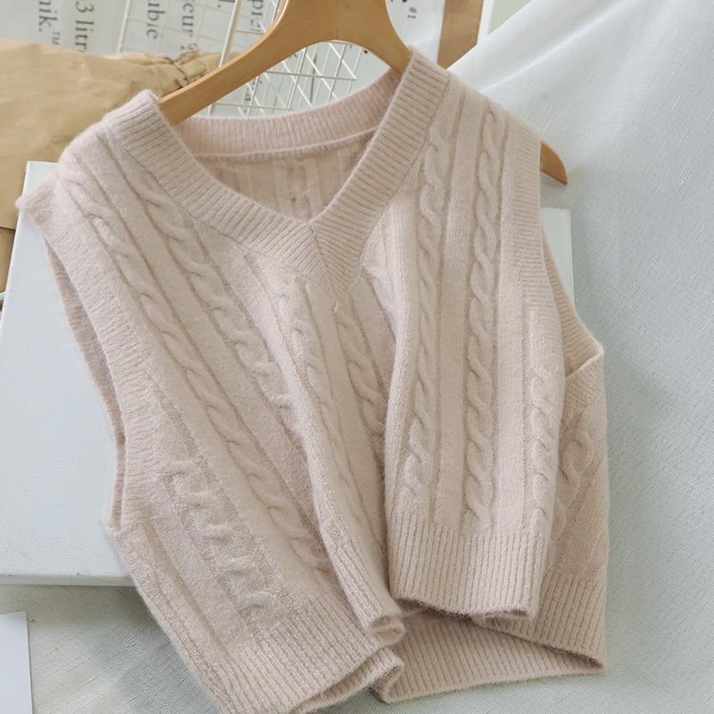 Knitted Sleeveless V-Neck Sweater Vest 14