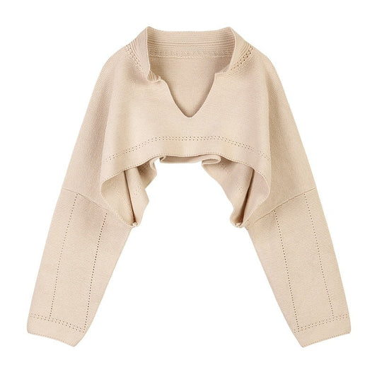 Korean Style Cropped Knitted V-neck Outerwear Sweaters 0