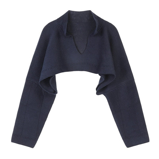 Korean Style Cropped Knitted V-neck Outerwear Sweaters 1