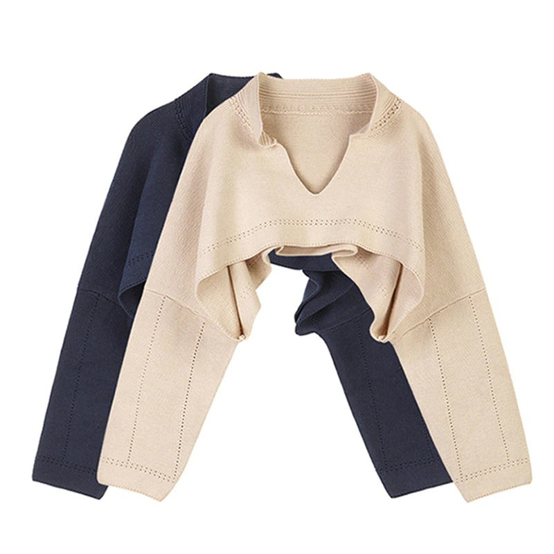 Korean Style Cropped Knitted V-neck Outerwear Sweaters 3