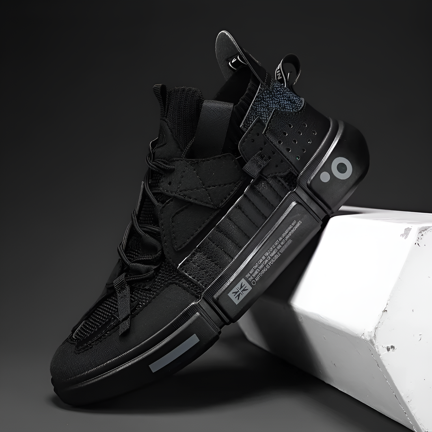 Men's Leather & Mesh Color-Block Sneakers – close-up view | Hensley London