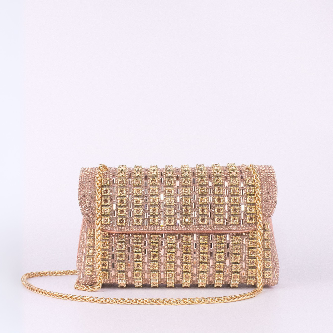 Women's Quilted Diamond Chain Shoulder Bag in Claret – front view | Hensley London