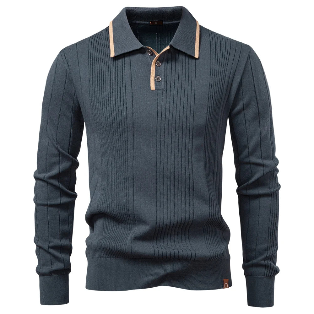 Men's Soft Knit Polo Shirt – full view | Hensley London