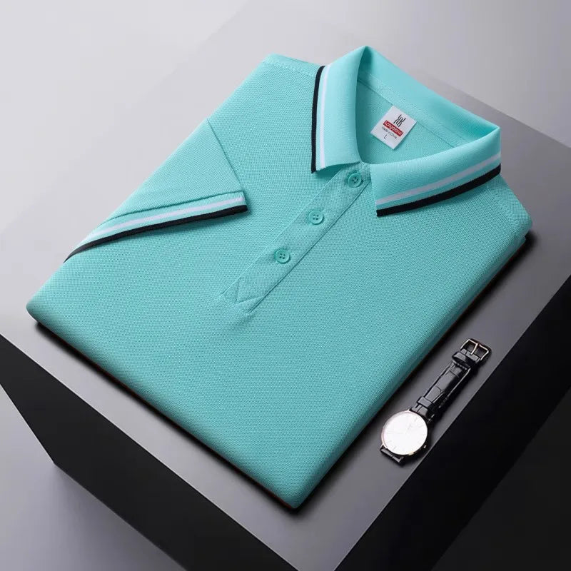 Men's Tipped Collar Polo Shirt – product view | Hensley London