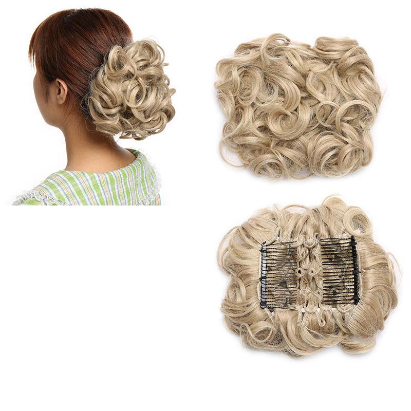 Large Clip-In Curly Hair Bun Extensions – Elegant Messy Bun for Special Occasions 11