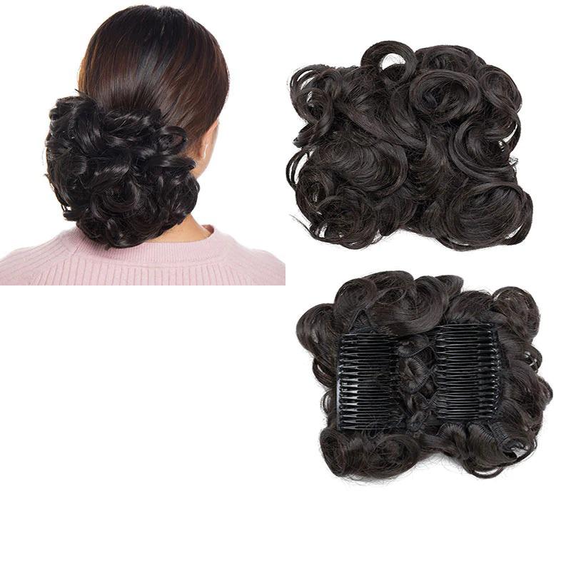 Large Clip-In Curly Hair Bun Extensions – Elegant Messy Bun for Special Occasions 12