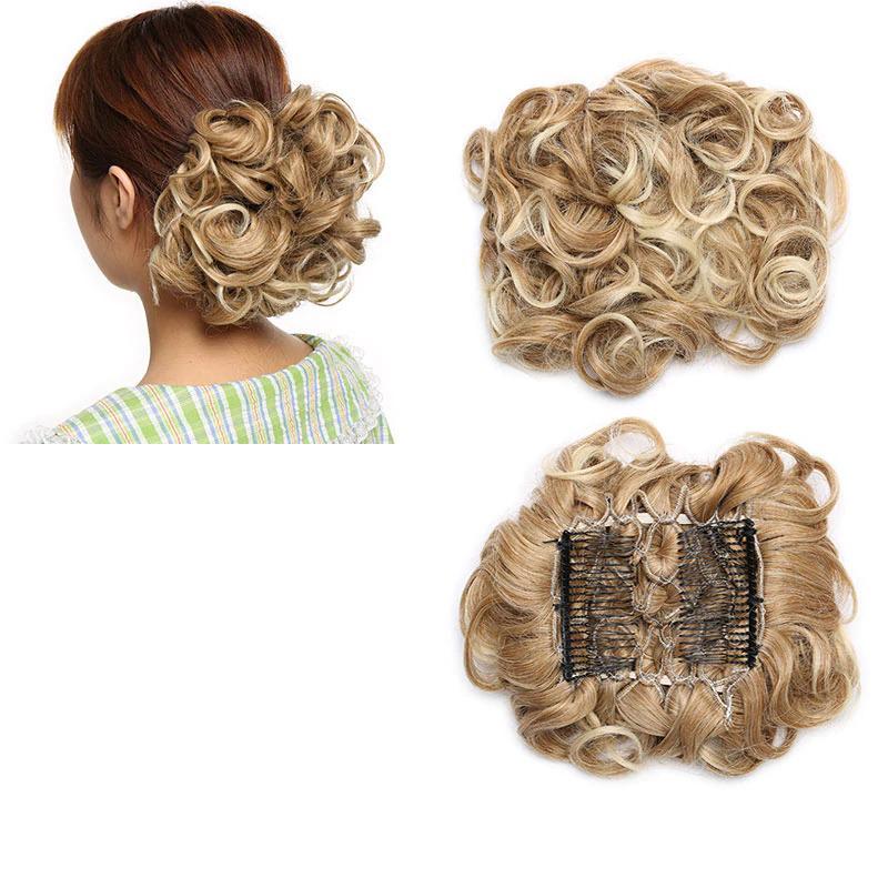 Large Clip-In Curly Hair Bun Extensions – Elegant Messy Bun for Special Occasions 14