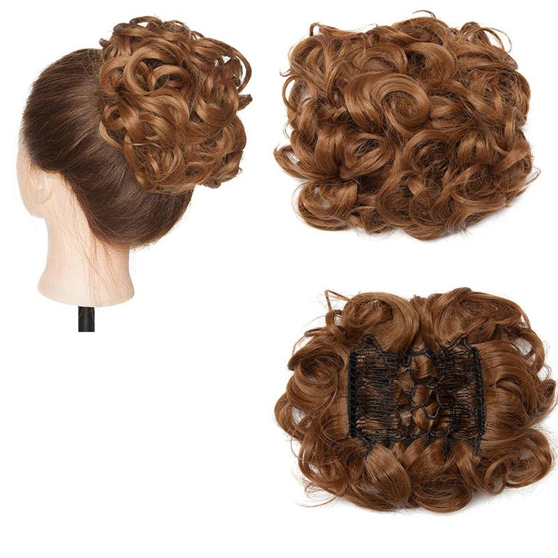 Large Clip-In Curly Hair Bun Extensions – Elegant Messy Bun for Special Occasions 17