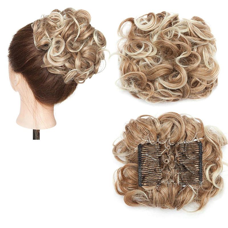 Large Clip-In Curly Hair Bun Extensions – Elegant Messy Bun for Special Occasions 18