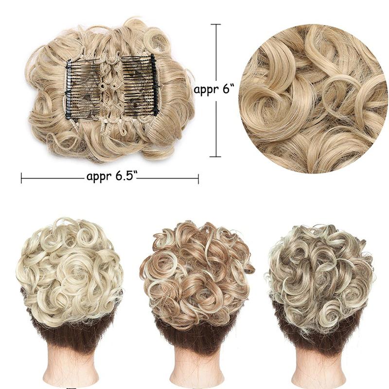 Large Clip-In Curly Hair Bun Extensions – Elegant Messy Bun for Special Occasions 2