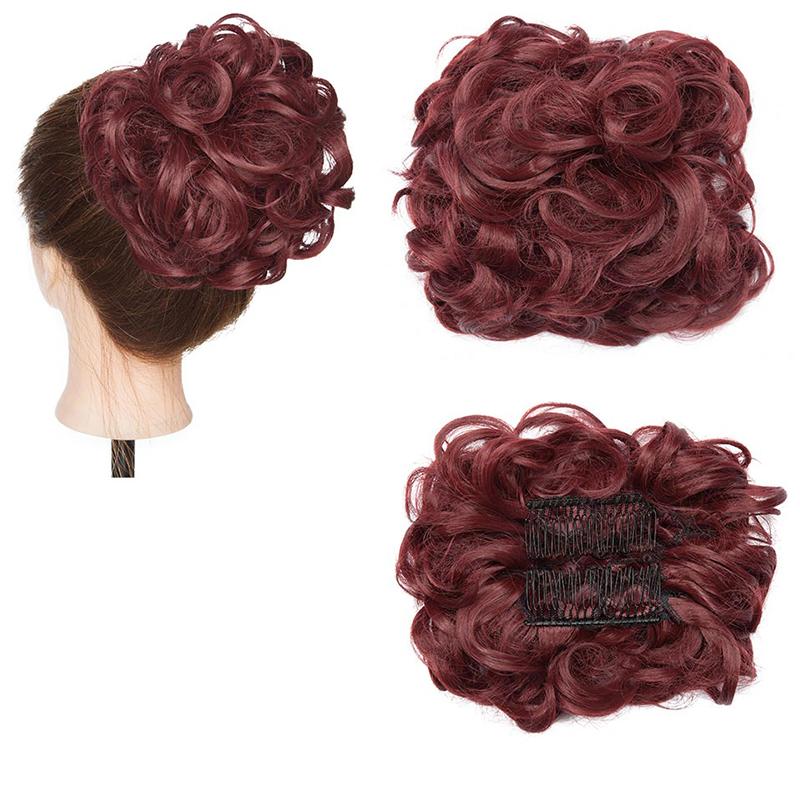 Large Clip-In Curly Hair Bun Extensions – Elegant Messy Bun for Special Occasions 22