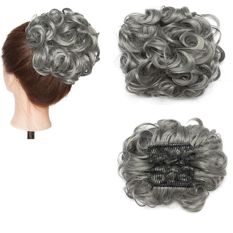 Large Clip-In Curly Hair Bun Extensions – Elegant Messy Bun for Special Occasions 23